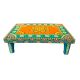 Handicraft Wooden Chourang Pooja Chowki Ferozi and Peach